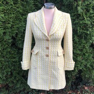 Banana Republic yellow white houndstooth coat, XSP